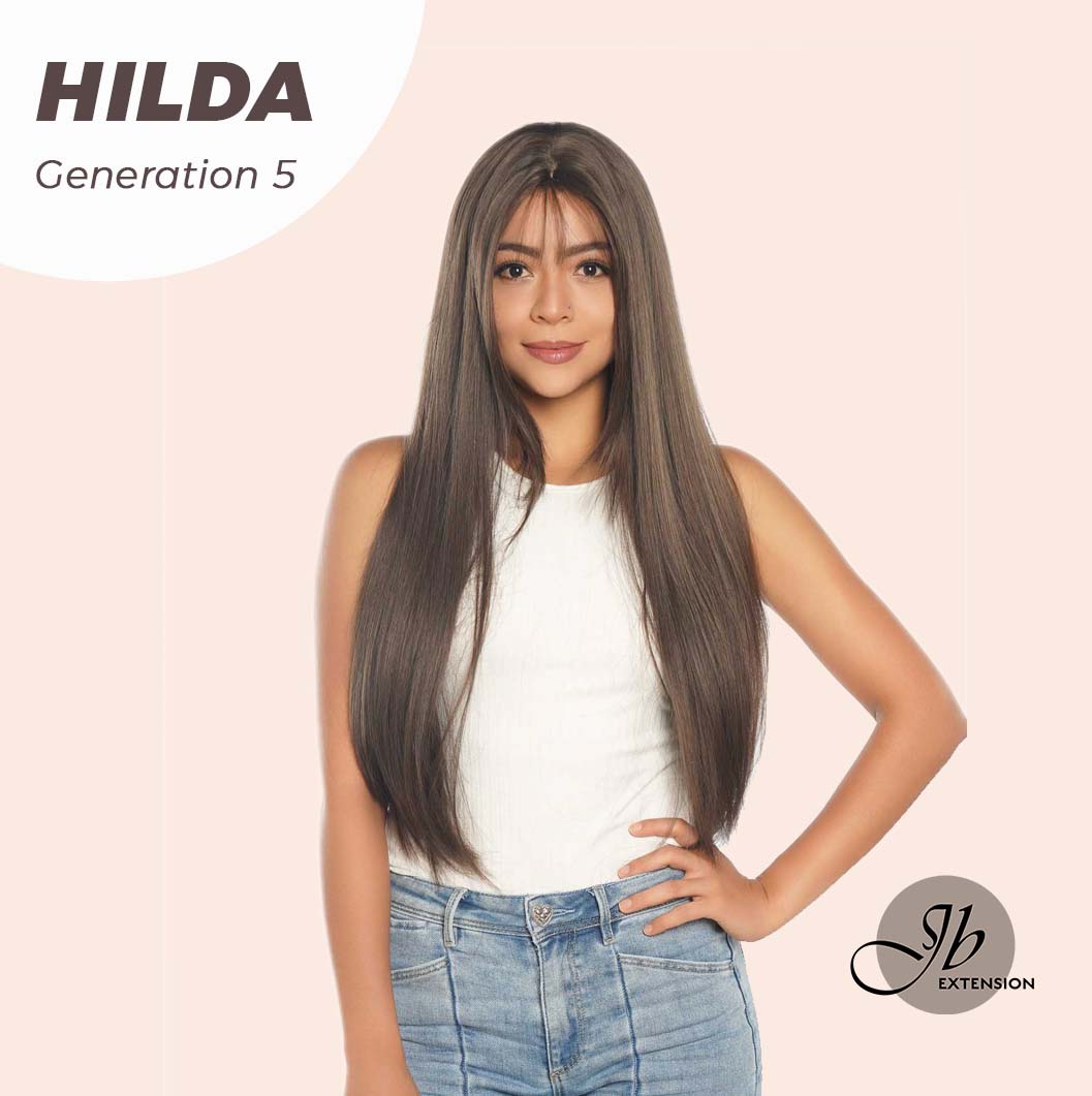 JBEXTENSION Mini G5 28 Inches Long Cold Brown Straight Wig With Bangs HILDA