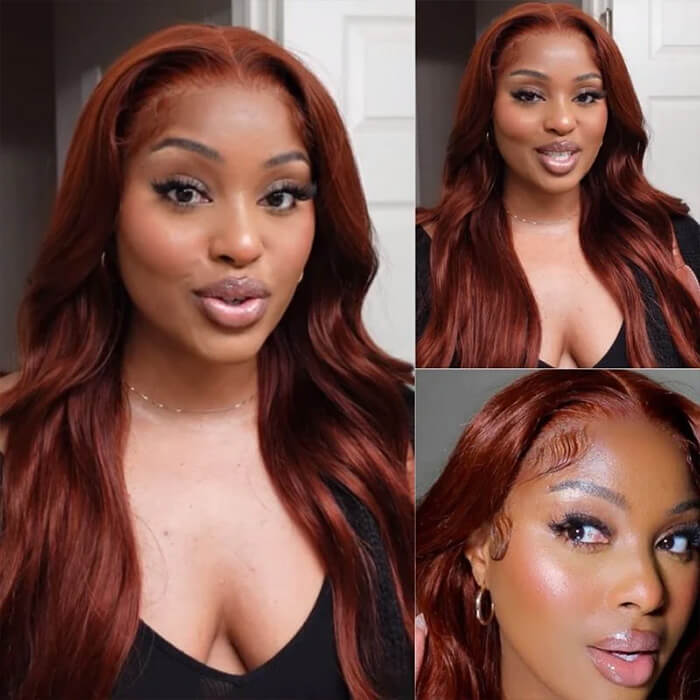 #33 Reddish Brown 5x5 HD Transparent Lace Pre Plucked Natural Hairline Human Hair Wigs