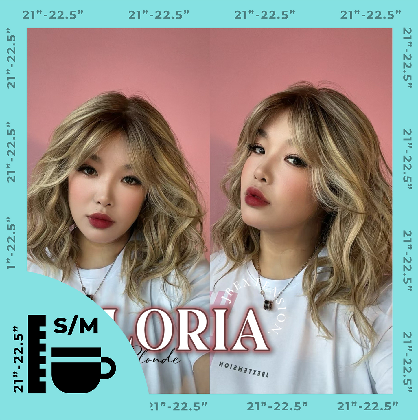 [PRE-ORDER] JBEXTENSION 14 Inches Curly Mix Blonde Wig with Bangs Pre-Cut T Part Snowflake Lace Frontlace Glueless Wig GLORIA MIX BLONDE