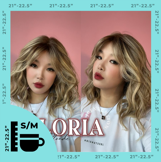 [PRE-ORDER] JBEXTENSION 14 Inches Curly Mix Blonde Wig with Bangs Pre-Cut T Part Snowflake Lace Frontlace Glueless Wig GLORIA MIX BLONDE