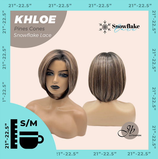 JBEXTENSION 12 Inches Bob Cut Pine Cones Pre-Cut Snowflake Lace Frontlace Glueless Wig KHLOE PINE CONES【PERMATEASE】【BENDY EAR TABS】