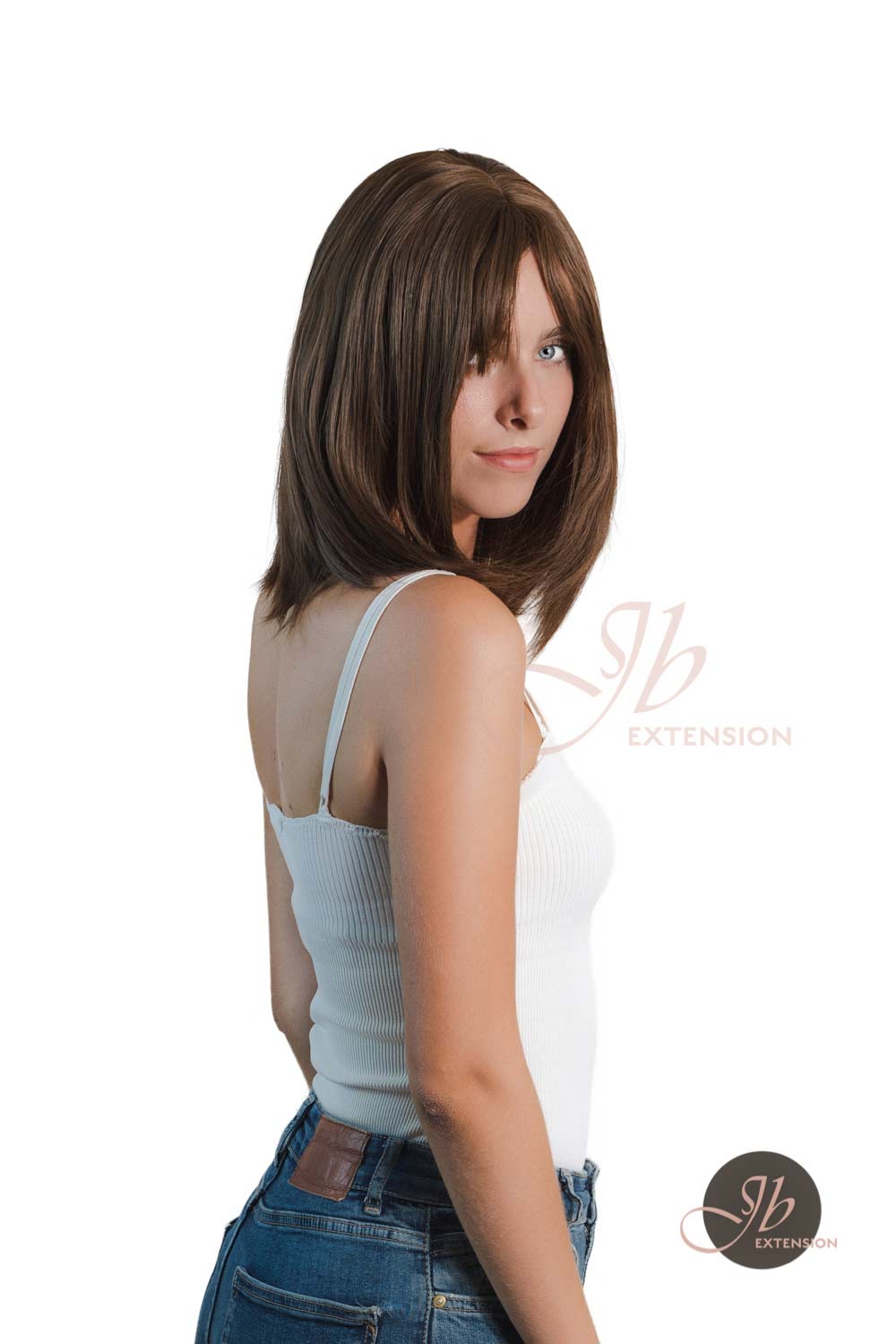 JBEXTENSION 14 Inches Brown Wig With Bangs RONA