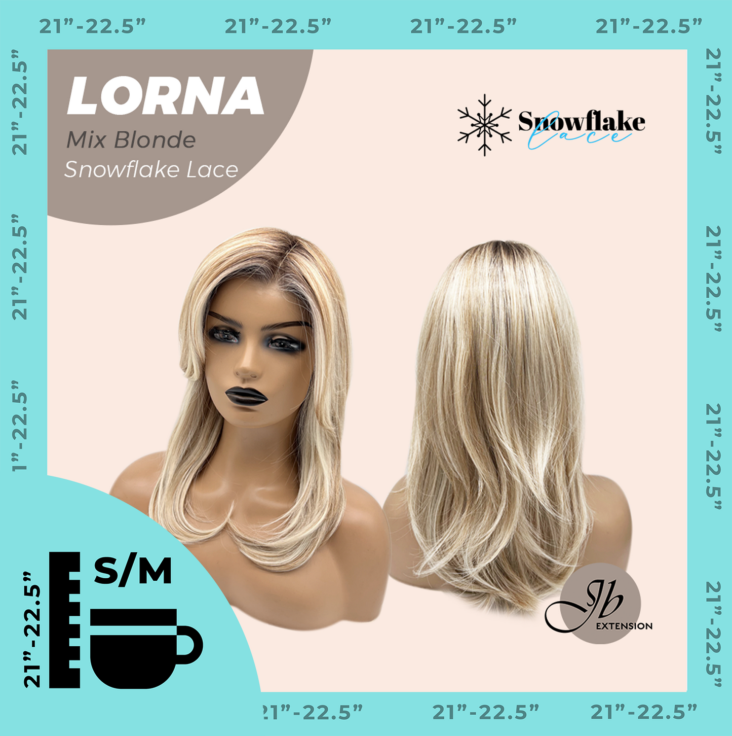 JBEXTENSION 18 Inches Mix Blonde Curly Pre-Cut Snowflake Lace Frontlace Glueless Wig LORNA SNOWFLAKE MIX BLONDE【PERMATEASE】【BENDY EAR TABS】
