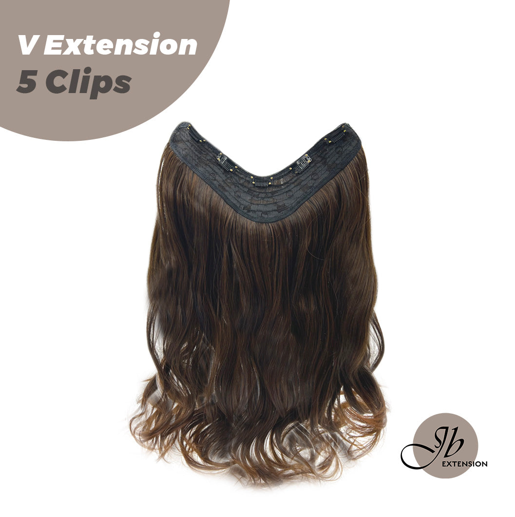 JBEXTENSION 20 Inches Hair V Extensions 5 Clip-in Curly Hair Extension With Clips 190g