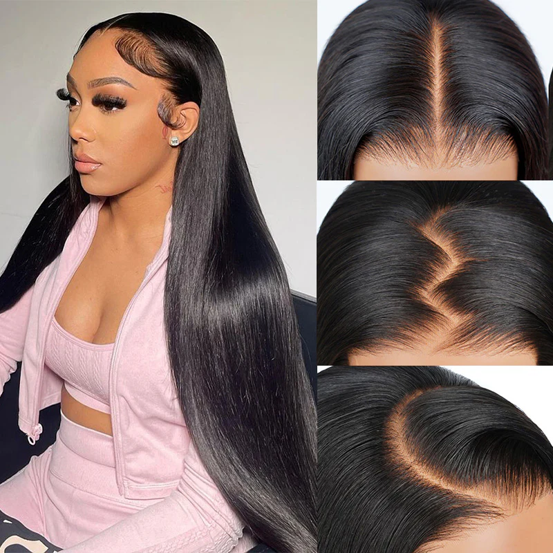 13x4 HD Lace Frontal Wig 100% Human Hair Wigs With Invisible Bleached Small Knots Hermosa Affordable Long Hair 180%