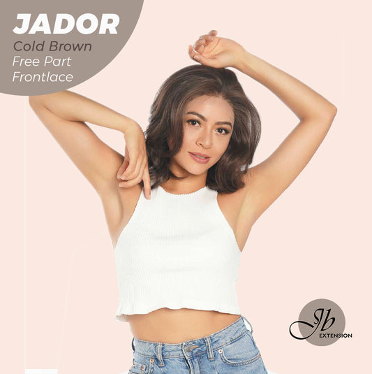 JBEXTENSION 10 Inches Cold Brown Curly Lace Front Wig.Pre Plucked 13*4 HD Transparent Lace Frontal Handmade Futura Fiber Swiss Lace Synthetic Fiber Glueless Wig JADOR BROWN