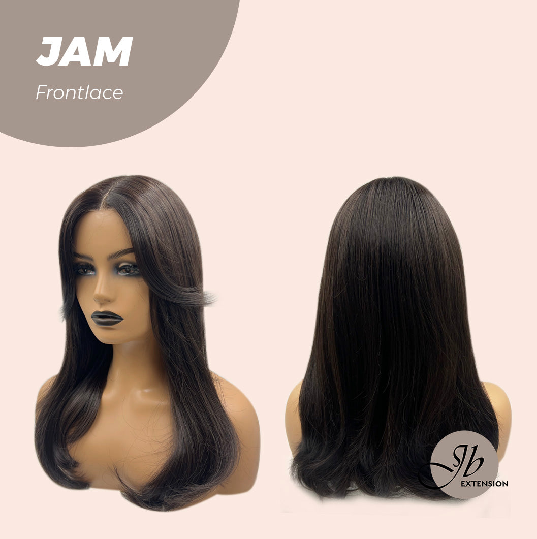 JBEXTENSION 18 Inches Dark Brown Curly Pre-Cut Frontlace Glueless Wig JAM