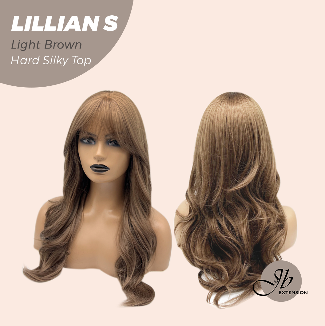 JBEXTENSION 22 Inches Scalpiana Light Brown Curly 3.5X4 Hard Silky Top Natural Scalp Effect Wig LILLIAN S LIGHT BROWN