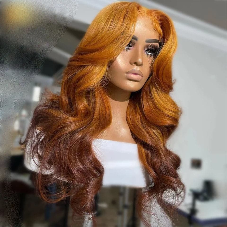 Ombre Ginger Brown Color Lace Front Wigs 13x6 Full HD Lace Frontal Wigs PrePlucked Hairline