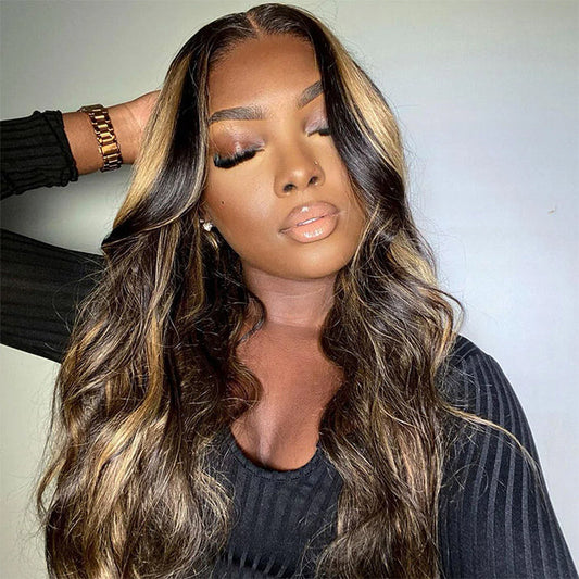 Honey Blonde Highlight Straight/Body Wave Wig 5x5 Invisible HD Lace Closure Wig 100% Human Hair