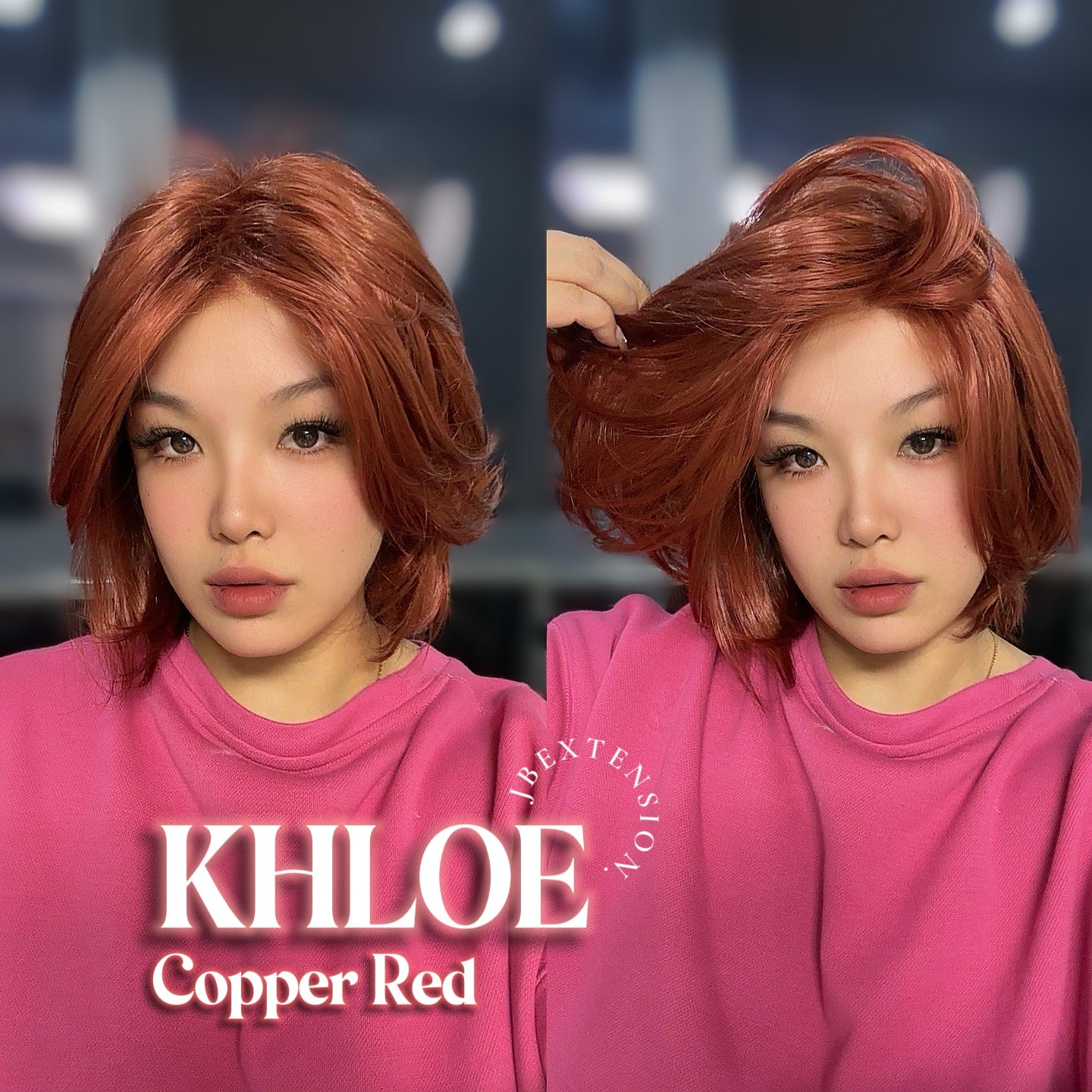 HOT OF SEASON - 12 Inches Bob Cut Copper Red Pre-Cut Snowflake Lace Frontlace Glueless Wig KHLOE COPPER RED【PERMATEASE】【BENDY EAR TABS】