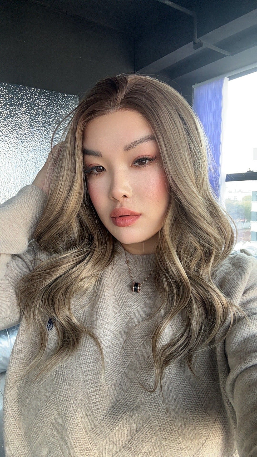 JBEXTENSION 20 Inches Light Chocolate Curly Fiber X, Tangle Less Pre-Cut Free Part Frontlae Glueless Wig ALESSANDRA LIGHT CHOCOLATE