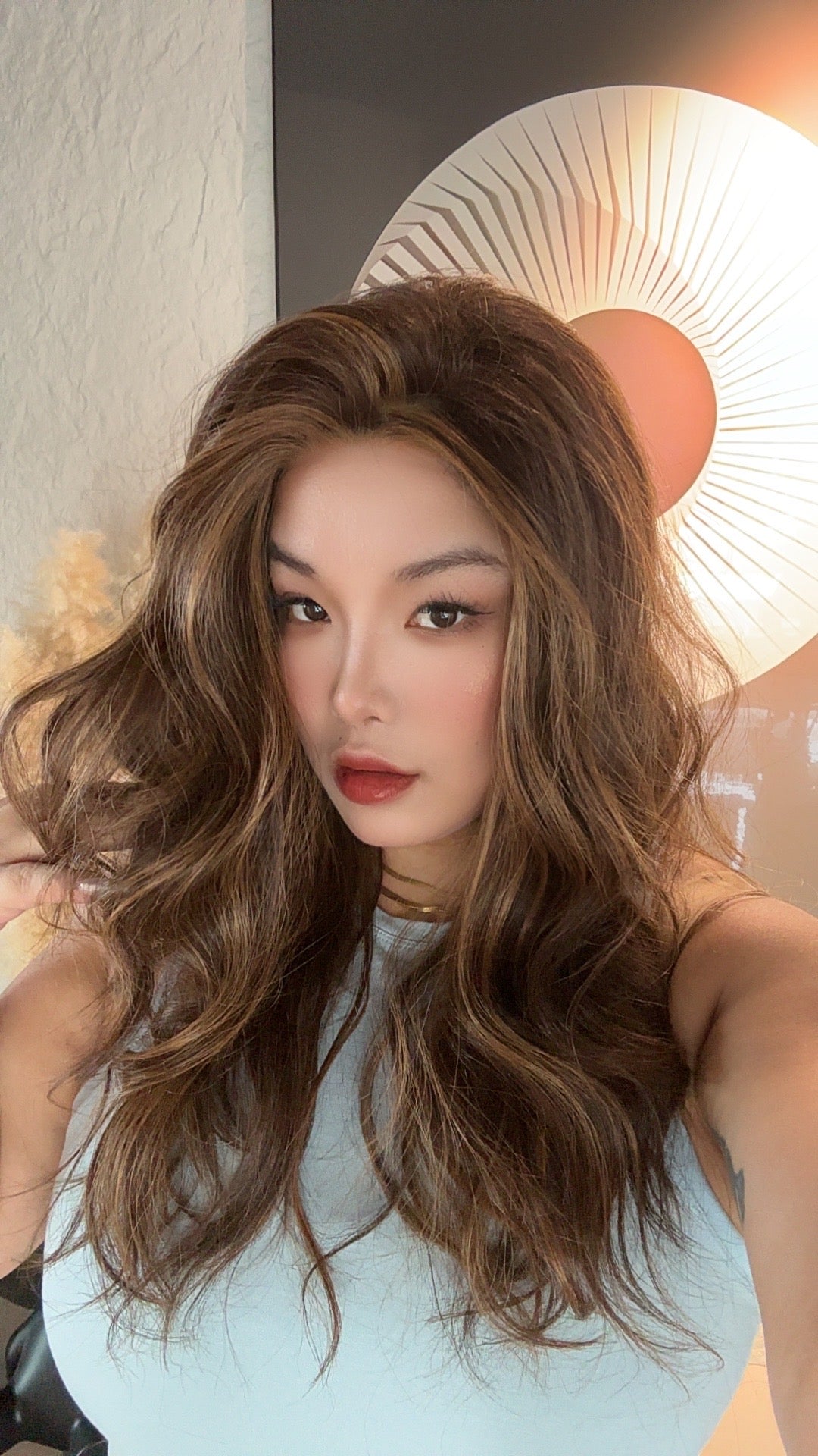 JBEXTENSION 22 Inches Long Caramel Pre-Cut Snowflake Lace Frontlace Glueless Wig TERESA LONG CARAMEL【PERMATEASE】【BENDY EAR TABS】