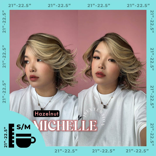 JBEXTENSION 10 Inches Hazelnut Blonde Highlight Pre-Cut Side Part Snowflake Lace Frontlace Glueless Wig MICHELLE HAZELNUT【BENDY EAR TABS】