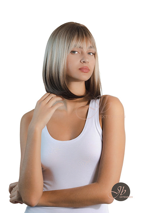 JBEXTENSION 12 Inches Bob Cut Short Straight Blonde With Black End Wig KARRY
