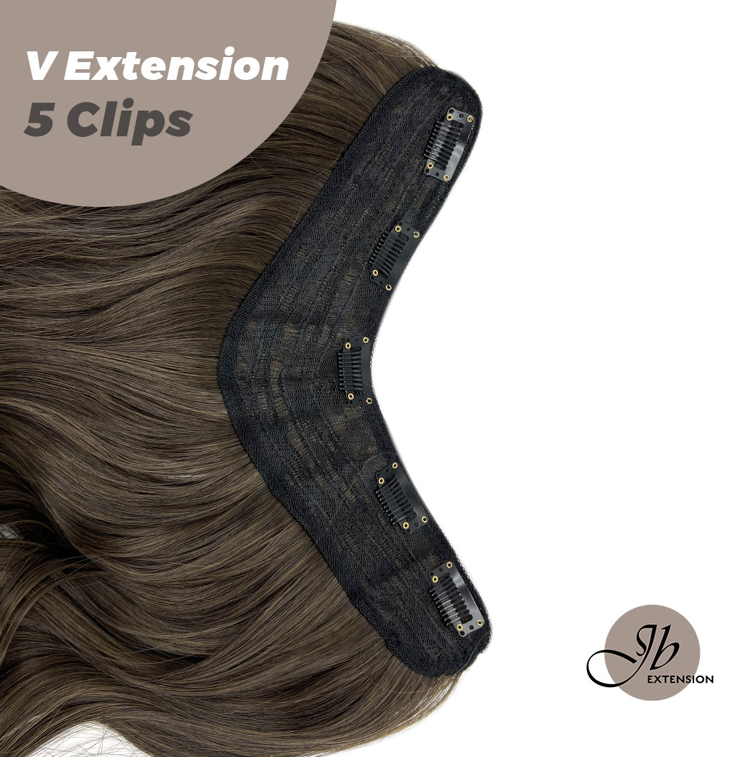 JBEXTENSION 20 Inches Hair V Extensions 5 Clip-in Curly Hair Extension With Clips 190g