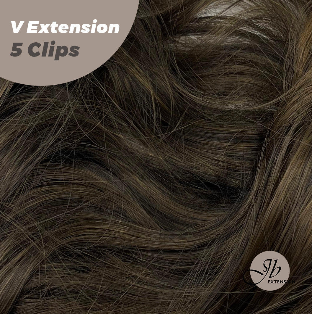 JBEXTENSION 20 Inches Hair V Extensions 5 Clip-in Curly Hair Extension With Clips 190g