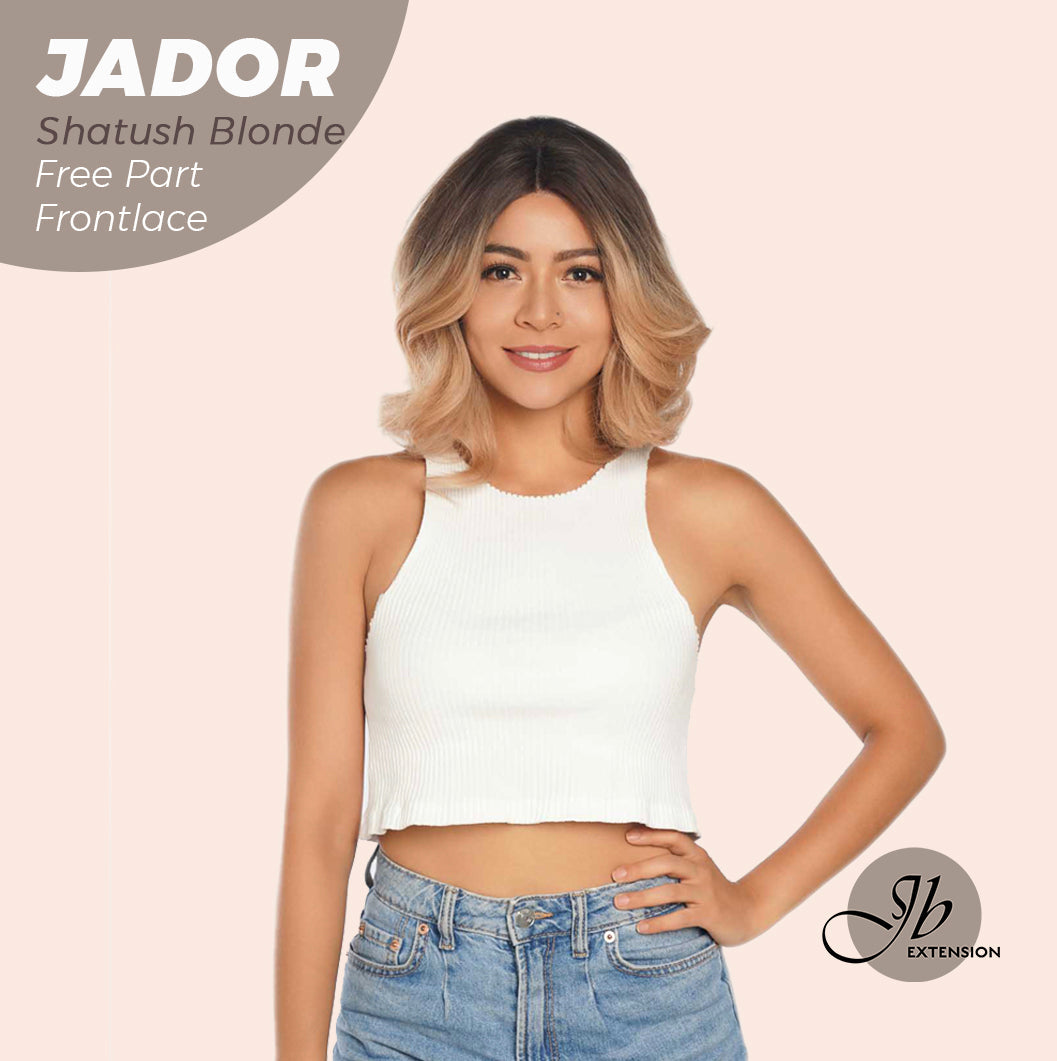 JBEXTENSION 10 Inches Shatush Dark Blonde Curly Lace Front Wig.Pre Plucked 13*4 HD Transparent Lace Frontal Handmade Futura Fiber Swiss Lace Synthetic Fiber Glueless Wig JADOR SHATUSH BLONDE