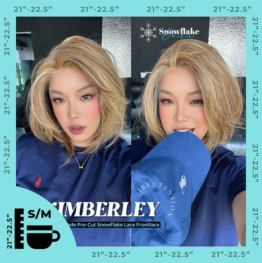 HOT OF SEASON - 14 Inches Honey Blonde Pre-Cut Snowflake Lace Frontlace Glueless Wig KIMBERLEY【PERMATEASE】【BENDY EAR TABS】