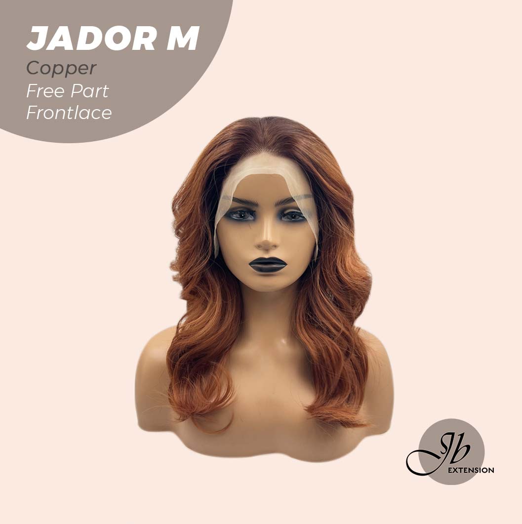JBEXTENSION 20 Inches Copper Curly Lace Front Wig.Pre Plucked 13*4 HD Transparent Lace Frontal Handmade Futura Fiber Swiss Lace Synthetic Fiber Glueless Wig JADOR M COPPER