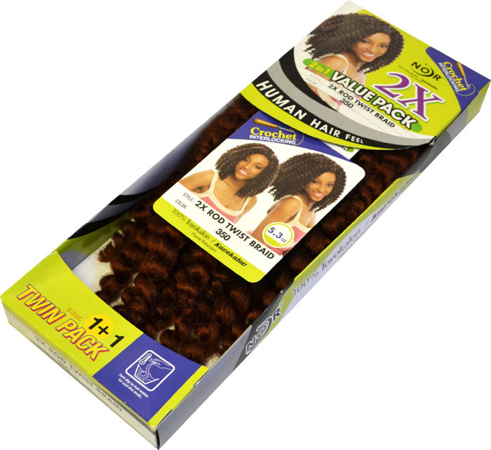 Janet Collection Noir Crochet Braid 2X ROD TWIST BRAID (2in1 Value Pack)