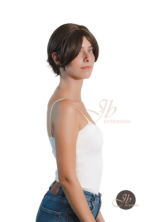 JBEXTENSION 8 Inches Cold Brown Curly Unisex Wig Man Wig SKY UNISEX BROWN