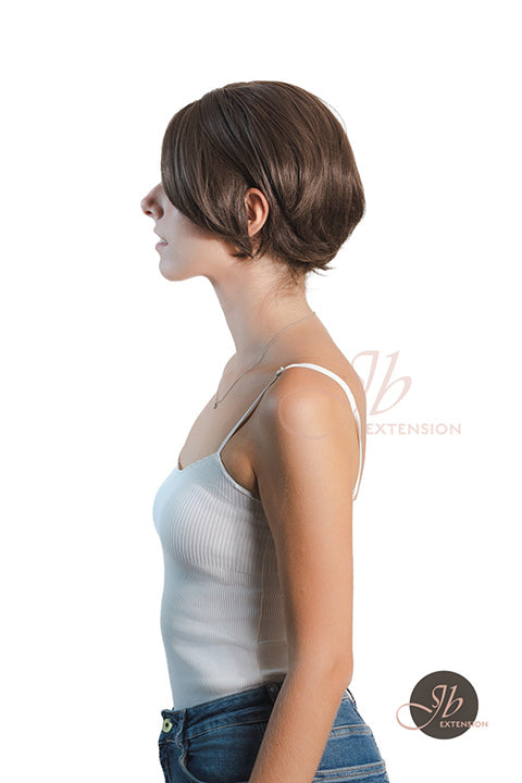 JBEXTENSION 8 Inches Cold Brown Curly Unisex Wig Man Wig SKY UNISEX BROWN