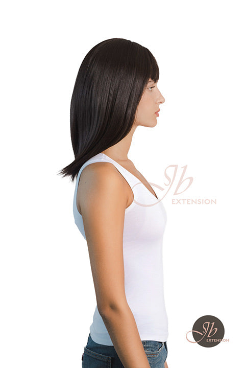 JBEXTENSION 16 Inches Short Bob Cut Soft Black Wig With Bangs FEDERICA SOFT BLACK