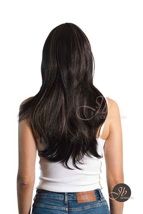 JBEXTENSION 24 Inches Wolf Cut Black Women Wig With Bangs TASHA BLACK