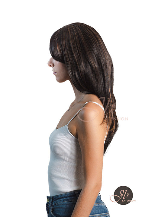 JBEXTENSION 24 Inches Wolf Cut Black Women Wig With Bangs TASHA BLACK