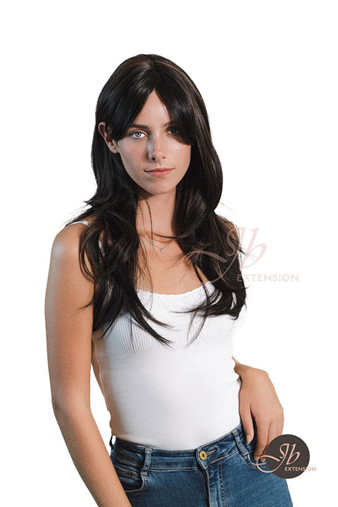 JBEXTENSION 24 Inches Wolf Cut Black Women Wig With Bangs TASHA BLACK