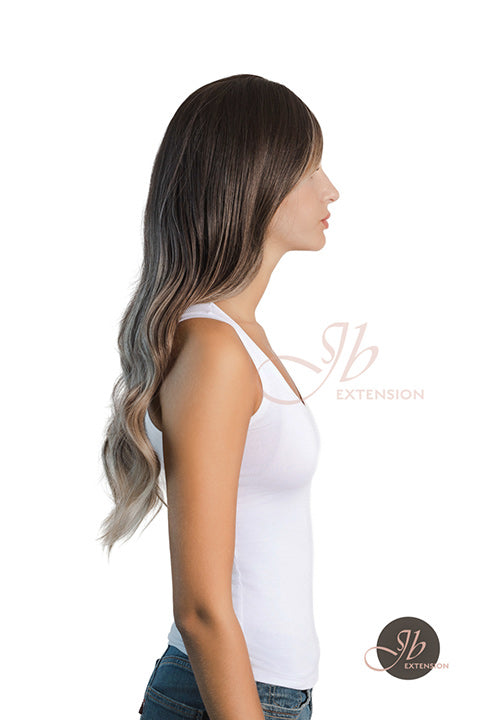 JBEXTENSION 25 Inches Balayage With Dark Root Curly Wig With Bangs DELLA