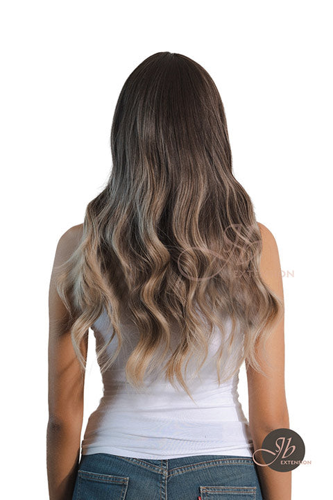 JBEXTENSION 25 Inches Balayage With Dark Root Curly Wig With Bangs DELLA