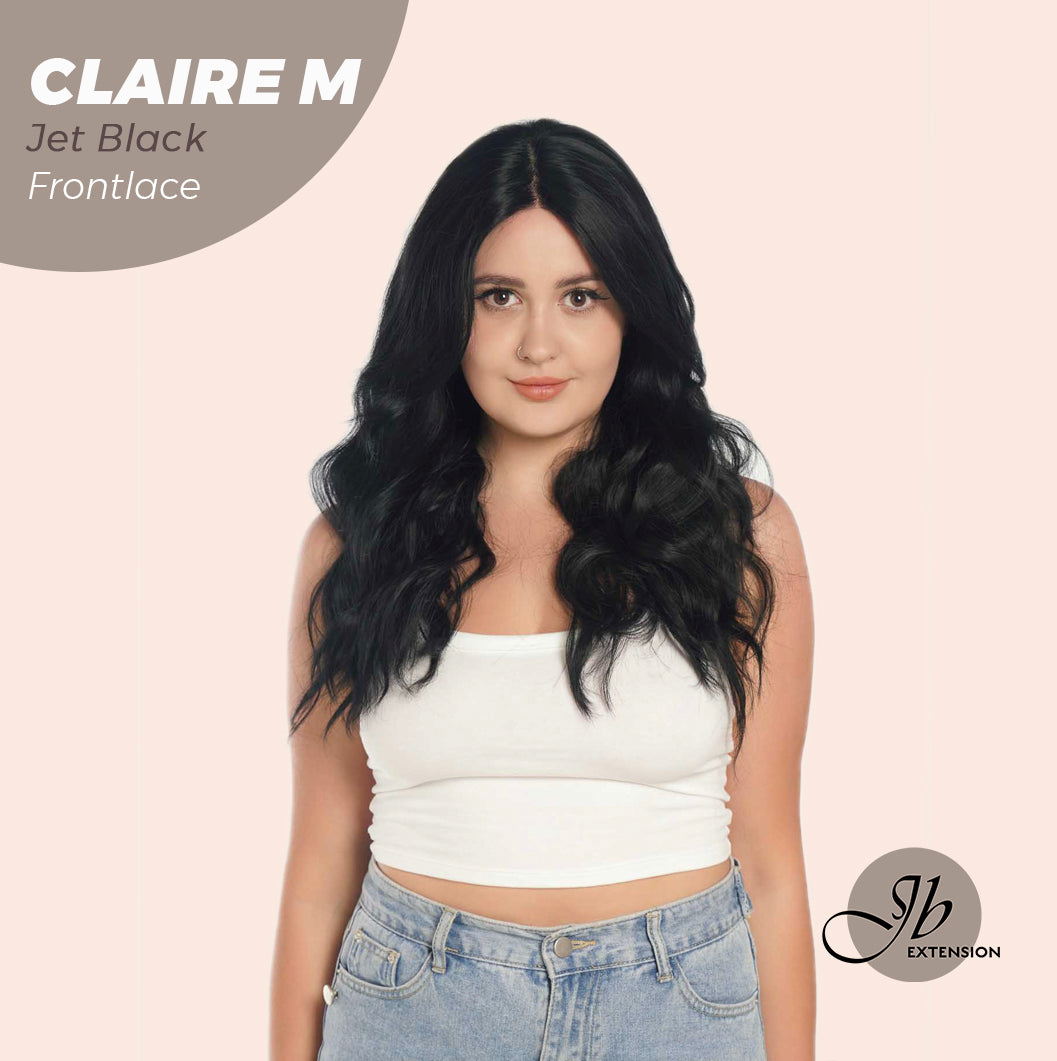 JBEXTENSION 22 Inches Body Wave Jet Black Pre-Cut Frontlace Glueless Wig CLAIRE M BLACK