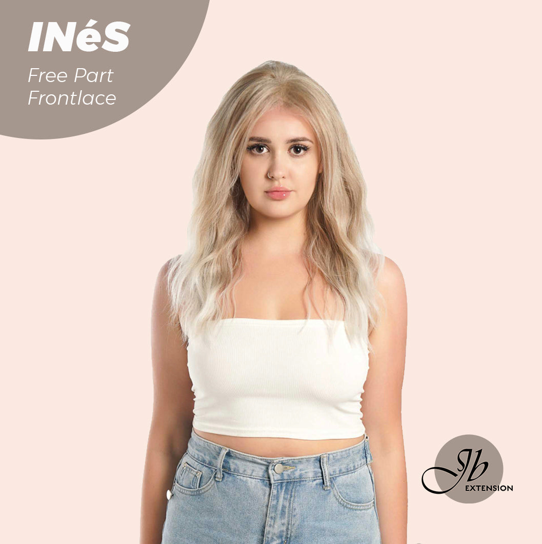 JBEXTENSION 22 Inches Peach Blonde Body Wave Pre-Cut Free Part Frontlae Glueless Wig INéS