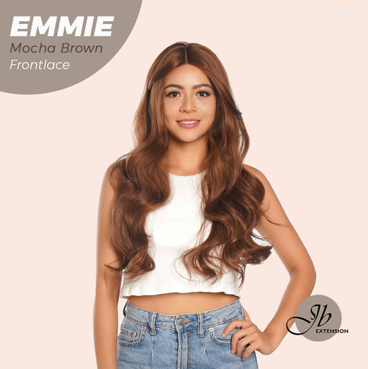 JBEXTENSION 26 Inches Curly Women Mocha Brown Wig Pre-Cut Frontlace Glueless Wig EMMIE MOCHA BROWN