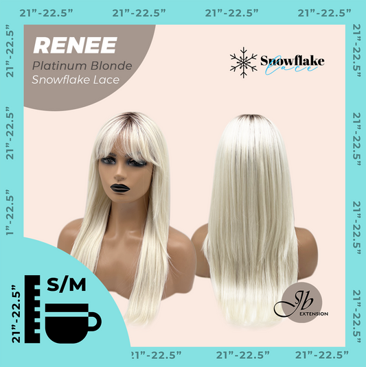 JBEXTENSION 21 Inches Platinum Blonde Pre-Cut T Part Snowflake Lace Frontlace Glueless Wig RENEE PLATINUM BLONDE【BENDY EAR TABS】