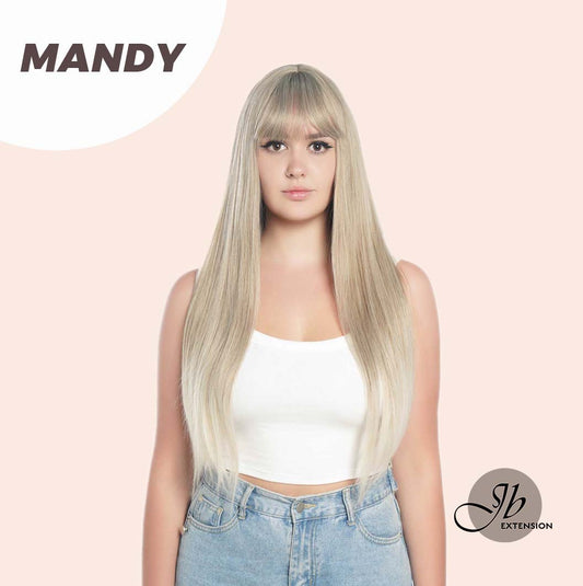 JBEXTENSION 28 Inches Long Straight Mix Blonde Wig With Bangs MANDY