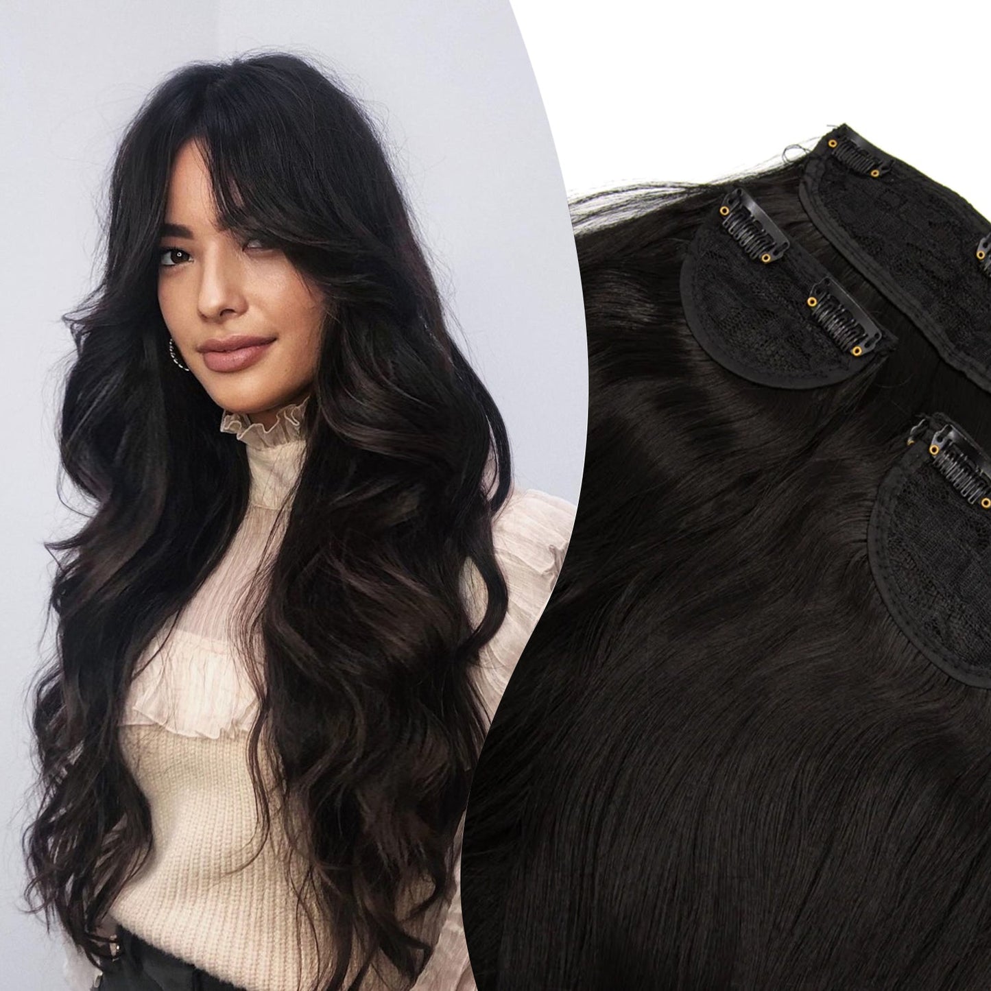 JBEXTENSION 3 PCS Hair Extension Clip Hair Extensions for Women Long Soft curly Clip  Extensions Synthetic Double Weft Hair Full Head 24 Inch