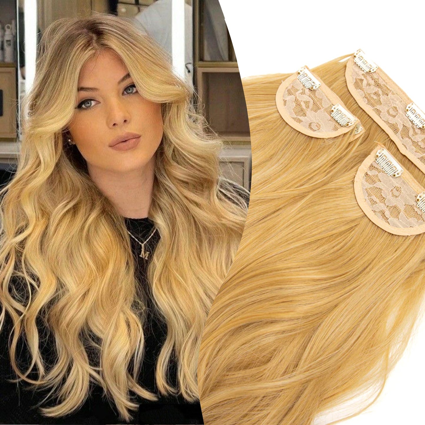 JBEXTENSION 3 PCS Hair Extension Clip Hair Extensions for Women Long Soft curly Clip  Extensions Synthetic Double Weft Hair Full Head 24 Inch