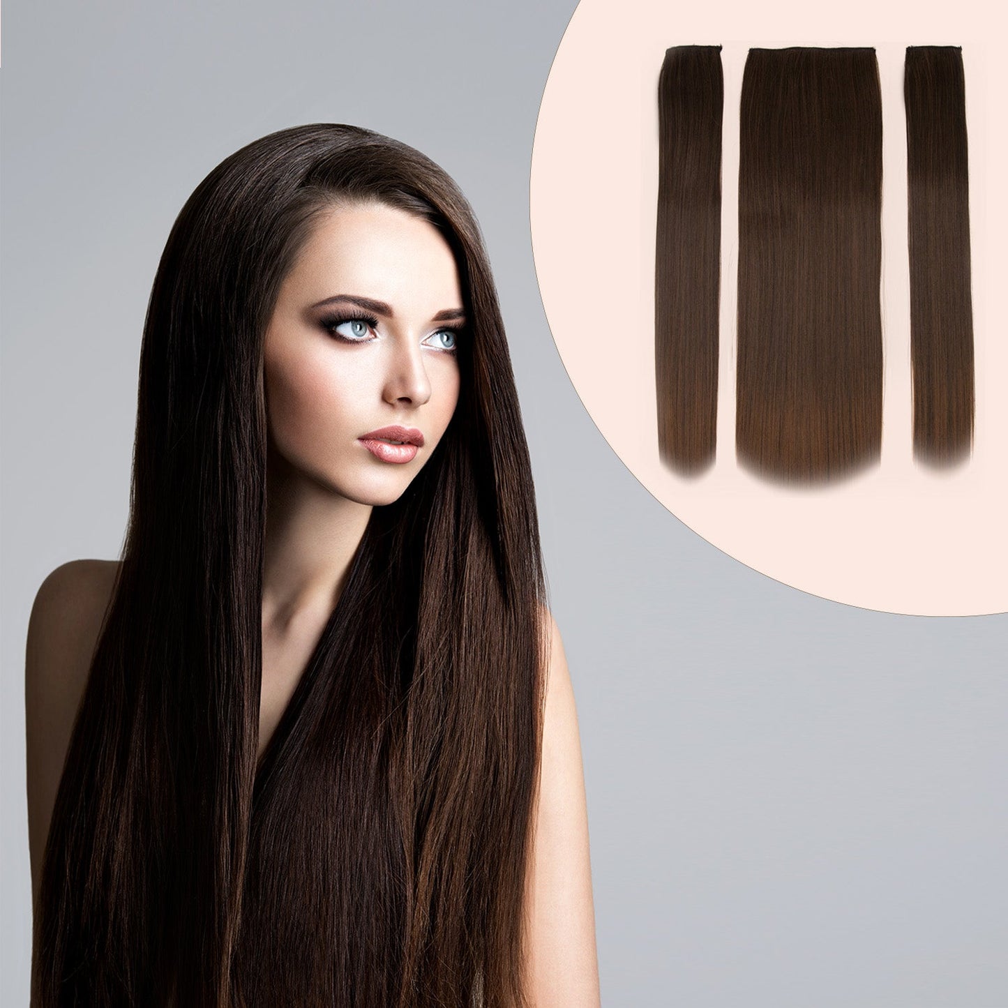JBEXTENSION 3 PCS Hair Extension Clip Hair Extensions for Women Long Soft straight Clip  Extensions Synthetic Double Weft Hair Full Head 24 Inch