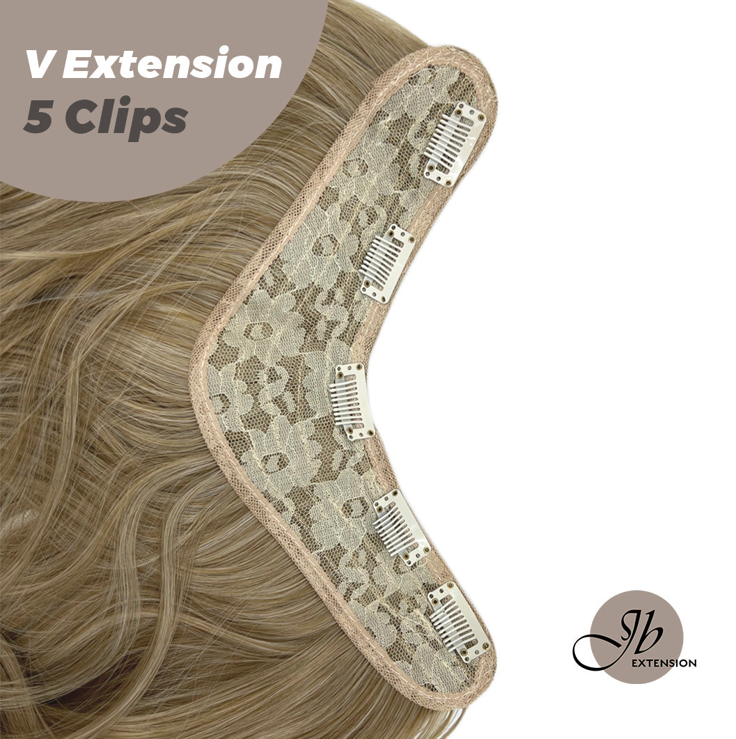 JBEXTENSION 20 Inches Hair V Extensions 5 Clip-in Curly Hair Extension With Clips 190g