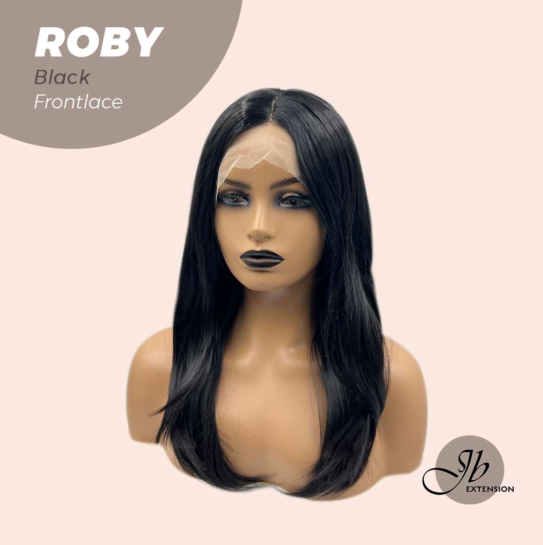 JBEXTENSION 22 Inches Jet Black Medium Length Women Frontlace Glueless Wig ROBY BLACK