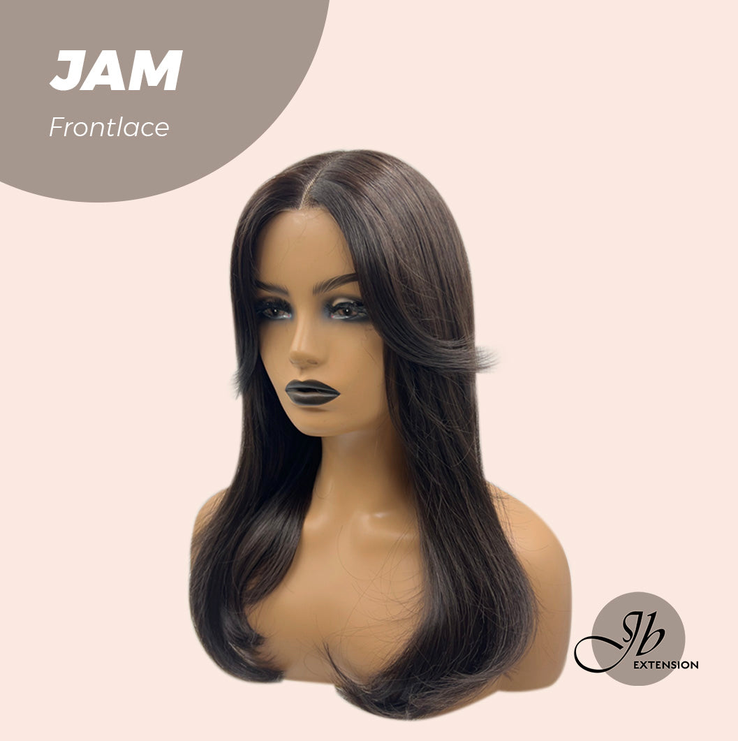 JBEXTENSION 18 Inches Dark Brown Curly Pre-Cut Frontlace Glueless Wig JAM