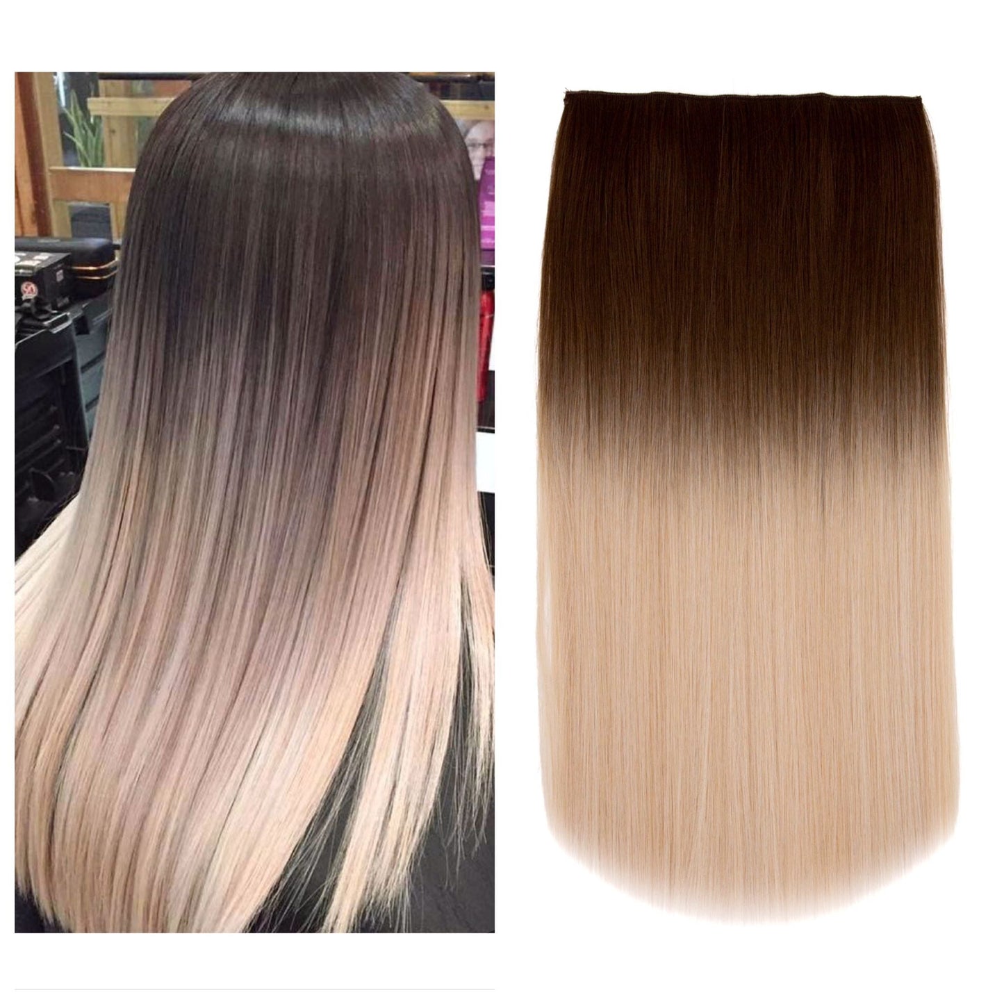 27" Hair Extensions Clip-in Straight 160g BLONDE BALAYAGE