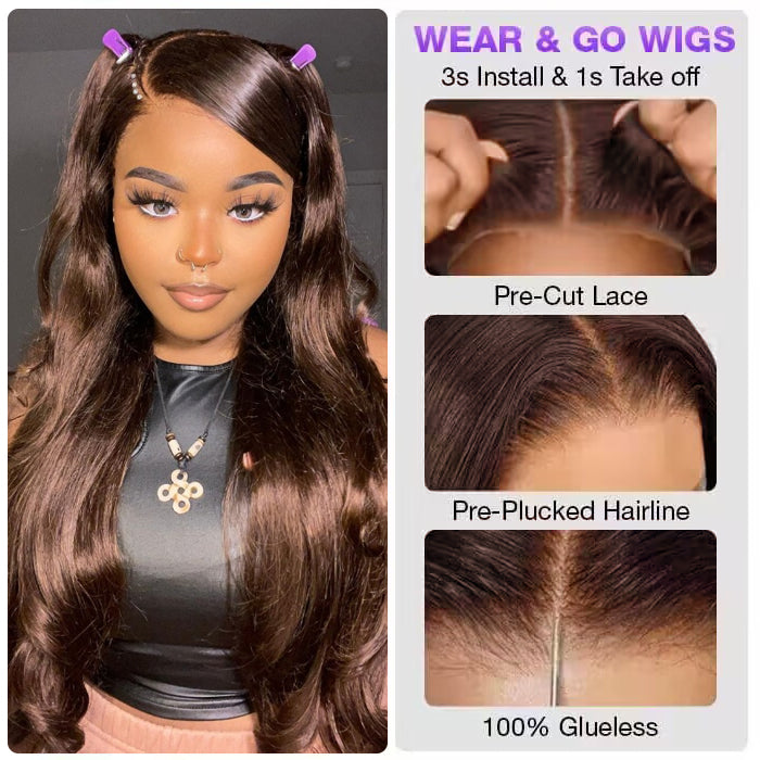 2Wigs = $189 | Wear Go Deep Wave Wig + #4 Chocolate Brown Color Body Wave Wigs