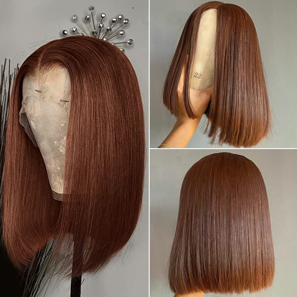 220% Density Short Straight Bob Wigs 13x4 HD Lace Front Wigs Pre Plucked & Bleached Knots Glueless Human Hair Wig