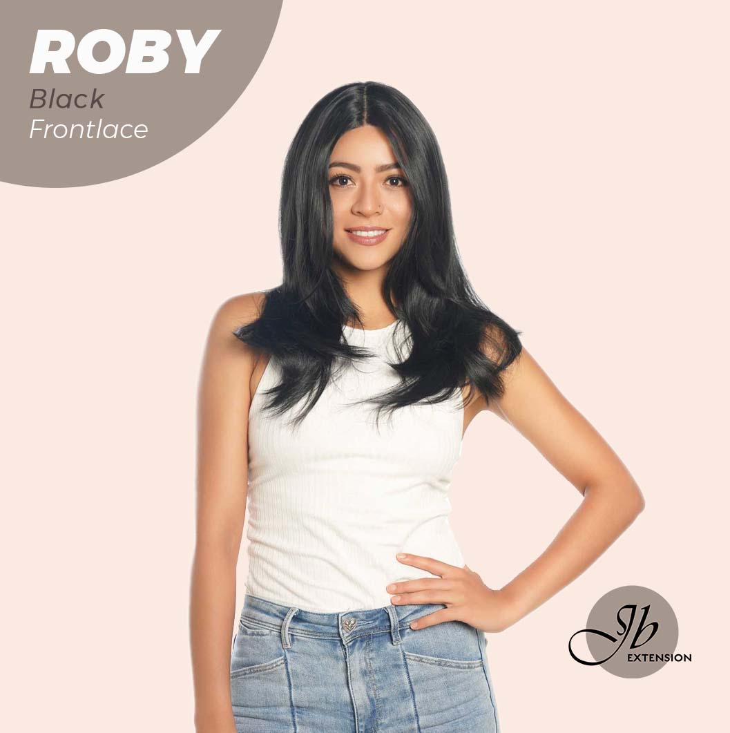 JBEXTENSION 22 Inches Jet Black Medium Length Women Frontlace Glueless Wig ROBY BLACK