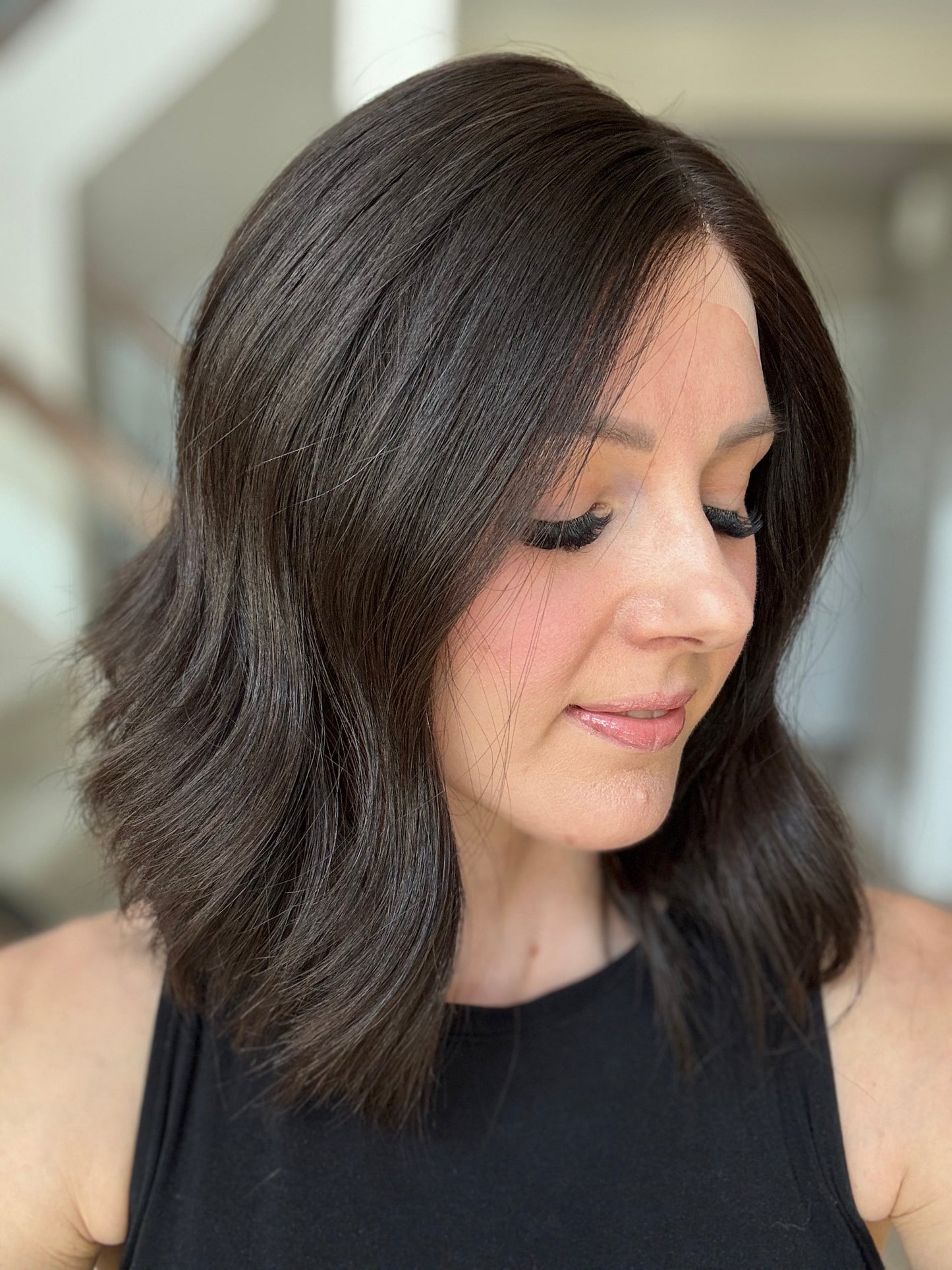 15" Natural Black Lace Top Wig (S)