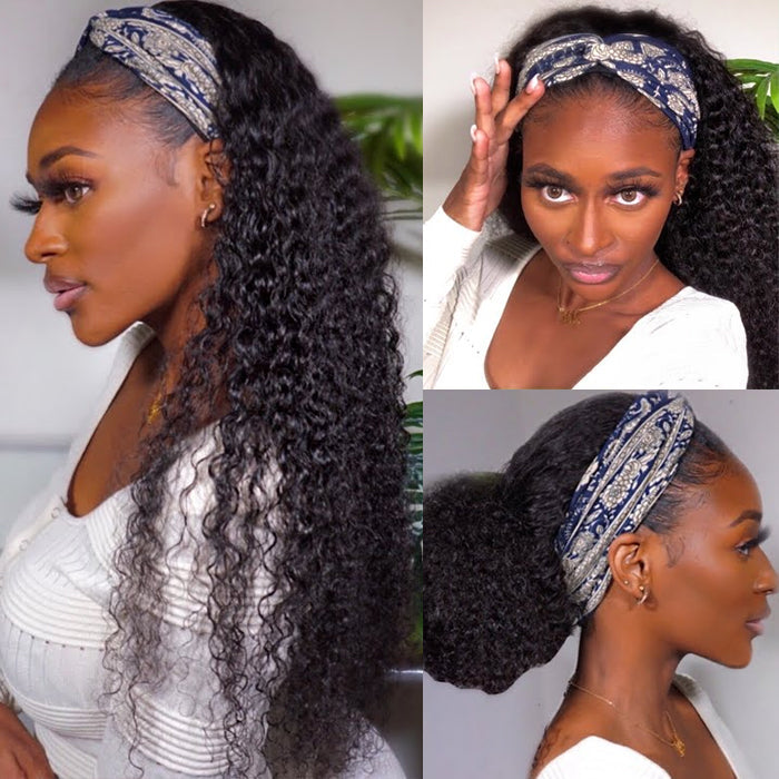 Curly Headband Wigs With Various Headbands No Glue No Gel Human Wigs